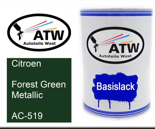 Citroen, Forest Green Metallic, AC-519: 500ml Lackdose, von ATW Autoteile West.